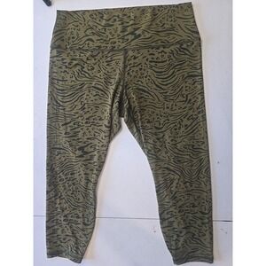 Athleta Tights Transcend 7/8 Length Sz XL Green Animal Print Disney Bounding